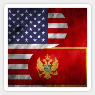 USA and Montenegro Dual Flag Yin Yang Combination Sticker